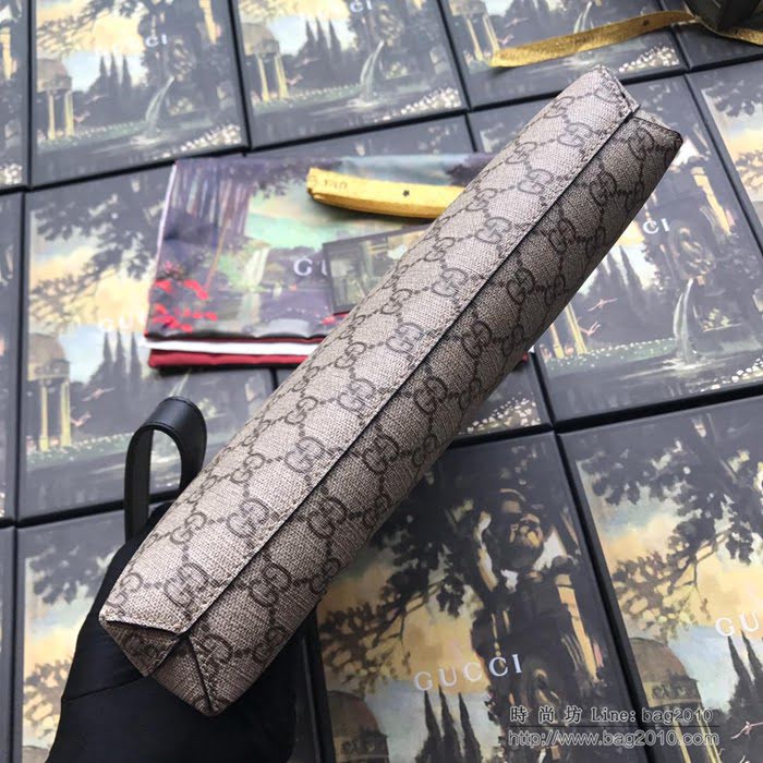 GUCCI古馳 高端品質 進口意大意牛皮 環保pvc面料 配手挽帶 原版皮質 手拿包 523293啡pvc   ydgq3269